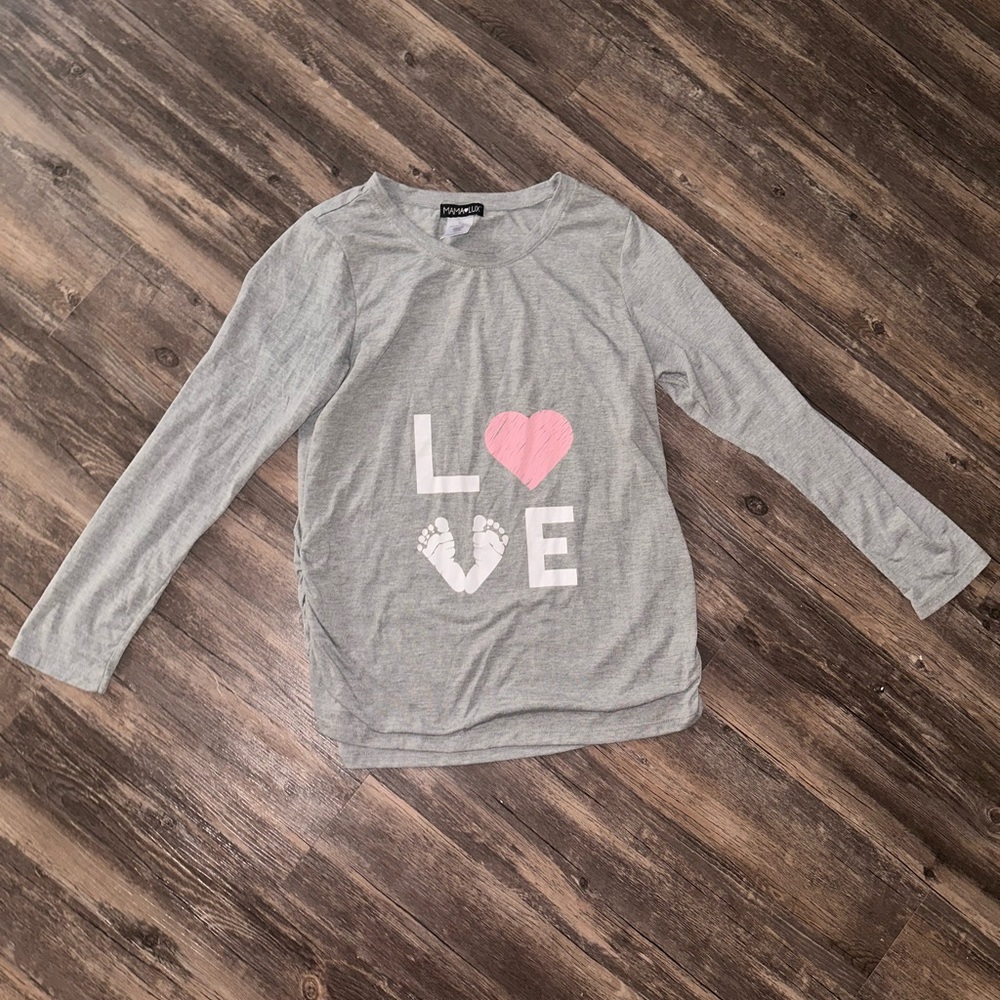 Mama Lux Gray Love Long Sleeve Pajama Shirt size XL - Picture 4 of 7